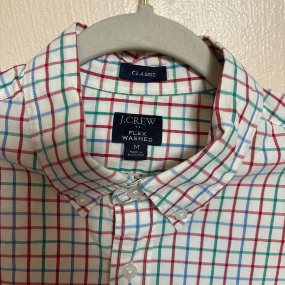 J. Crew Men's‎ Shirt Flex Washed Classic Button Down Cotton Checkered Red Blue M - Picture 3 of 5